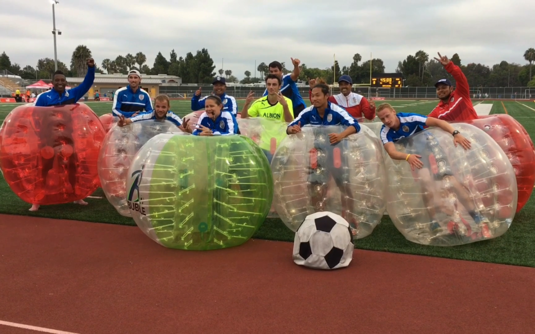 Coaches battle it out in Bubble Soccer Club halftime event for final Albion Pros regular season home game!